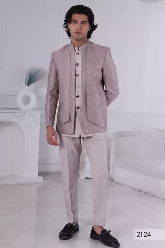 Pastel pink open jodhpuri for men | premium men's ethnic wear