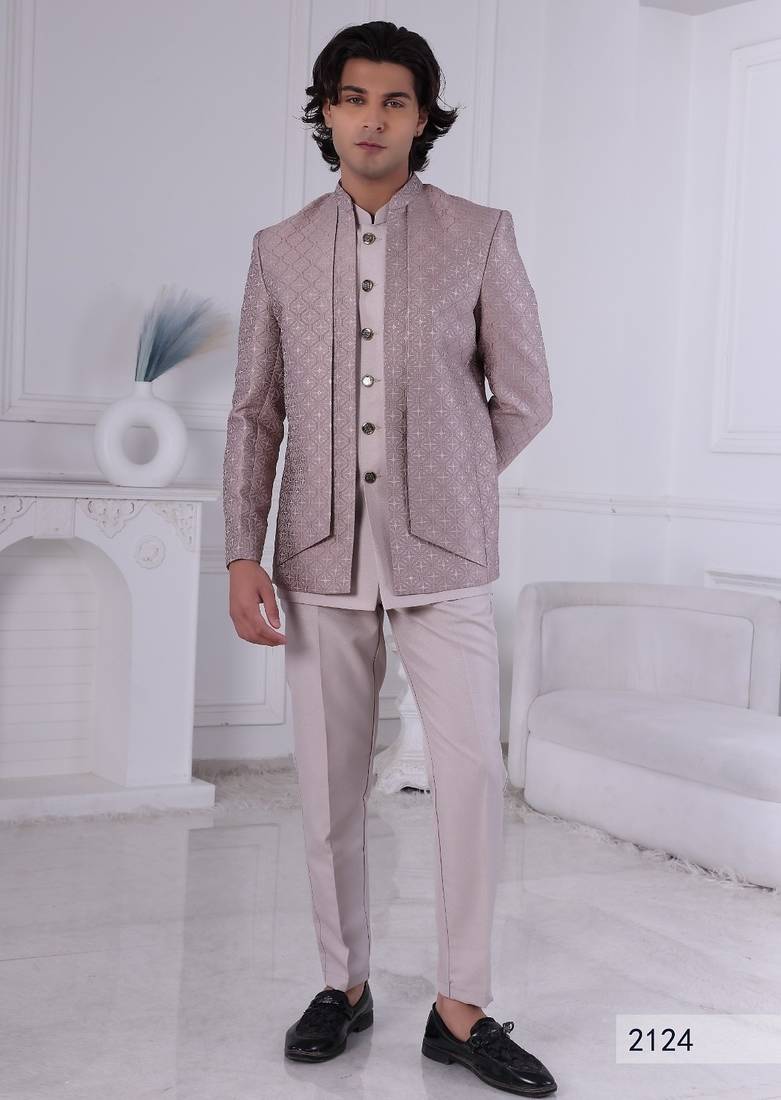 Pastel pink open jodhpuri for men | premium men's ethnic wear