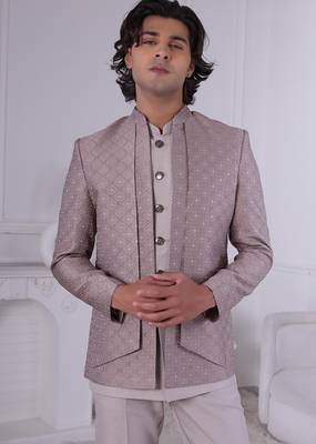 Pastel pink open jodhpuri for men | premium men's ethnic wear 2