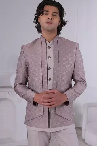 Pastel pink open jodhpuri for men | premium men's ethnic wear