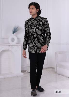 Black velvet jodhpuri for men | premium men's ethnic wear 1