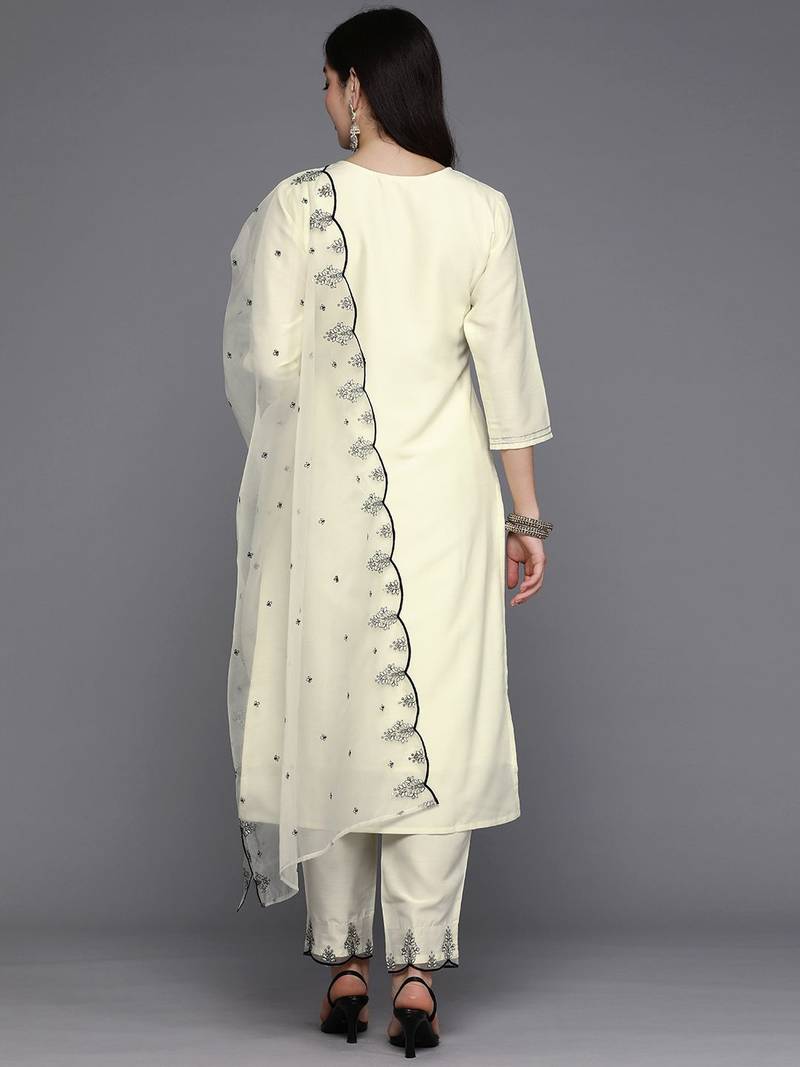Women Ethnic Motifs Embroidered Regular Thread Work Kurta with Trousers & Dupatta