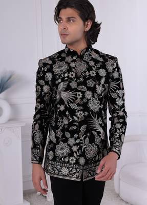 Black velvet jodhpuri for men | premium men's ethnic wear 2