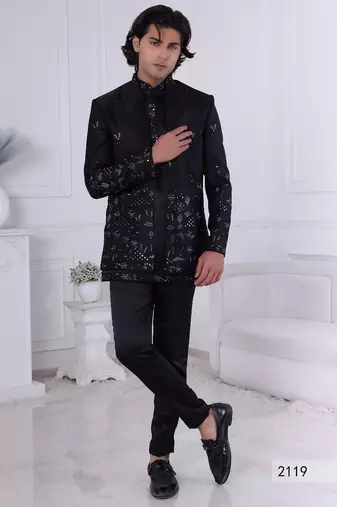 Black embroidered open jodhpuri for men | premium men's ethnic wear