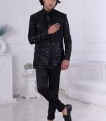 Black embroidered open jodhpuri for men | premium men's ethnic wear