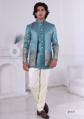 Sky blue open jodhpuri for men | premium men's ethnic wear 1