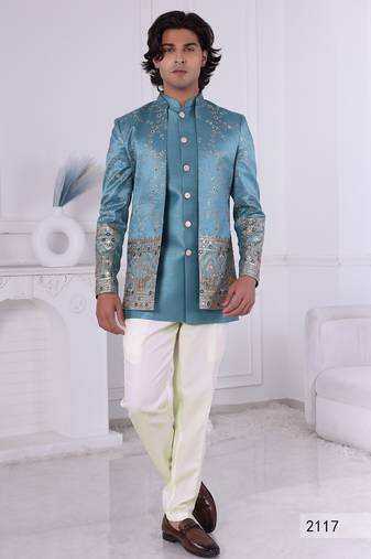 Sky blue open jodhpuri for men | premium men's ethnic wear