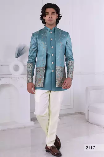 Sky blue open jodhpuri for men | premium men's ethnic wear