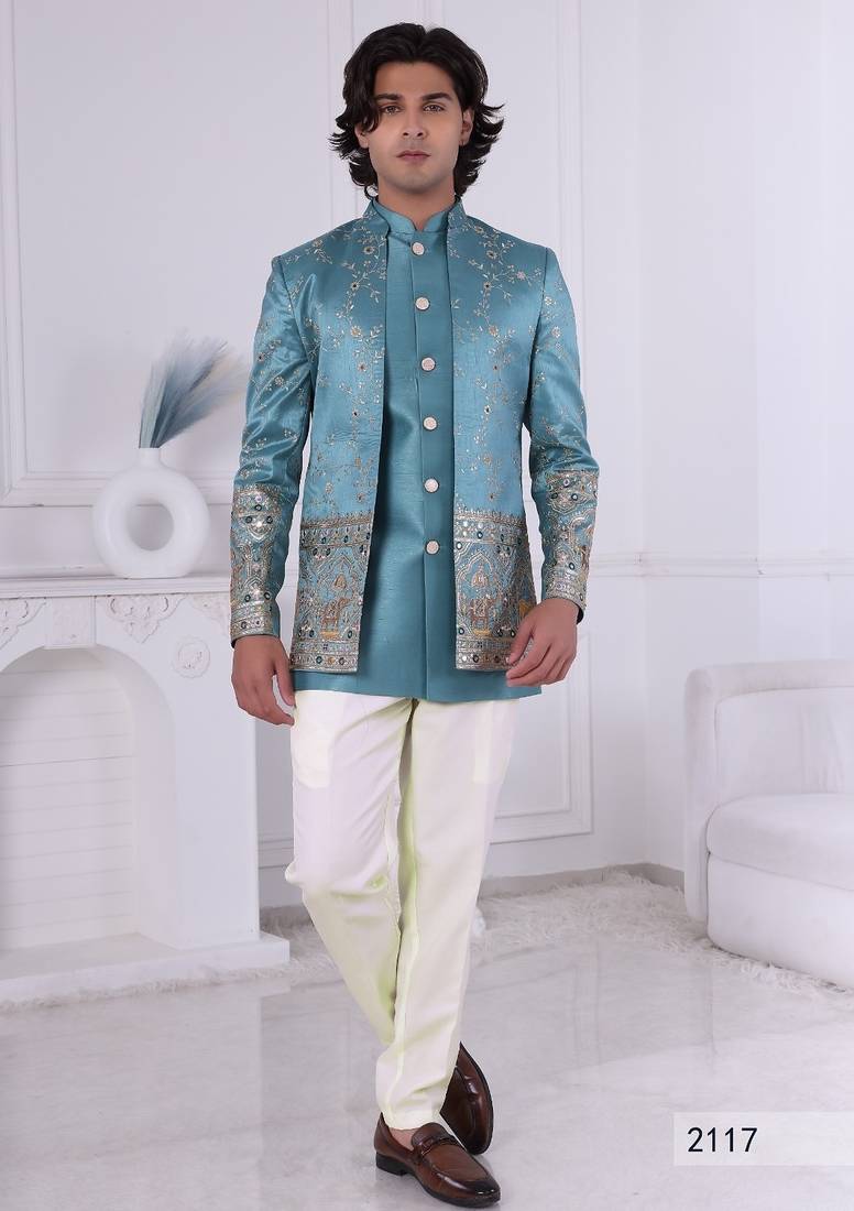 Sky blue open jodhpuri for men | premium men's ethnic wear