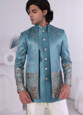 Sky blue open jodhpuri for men | premium men's ethnic wear 2