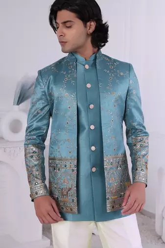 Sky blue open jodhpuri for men | premium men's ethnic wear