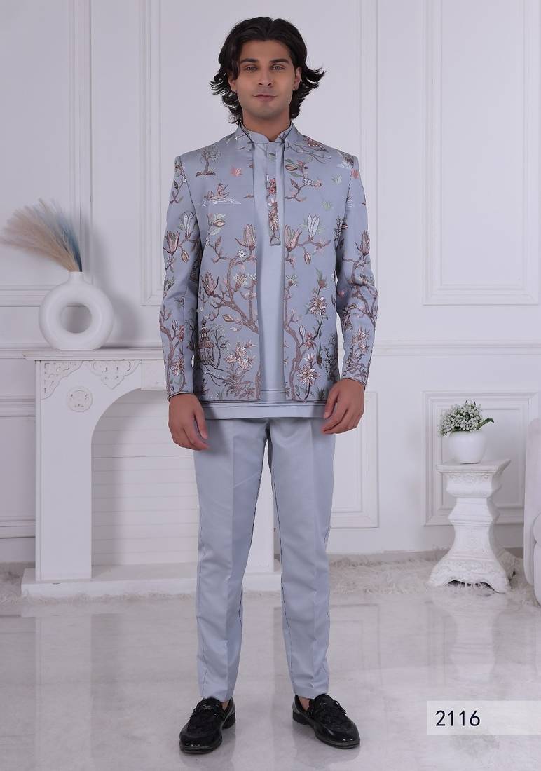 Grey open jodhpuri for men | premium men's ethnic wear