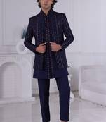 Blue open indowestern for men | premium men's ethnic wear