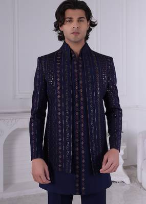 Blue open indowestern for men | premium men's ethnic wear 2