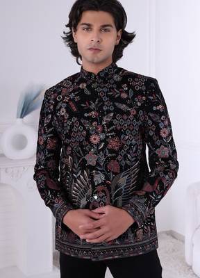 Black velvet jodhpuri for men | premium men's ethnic wear 2