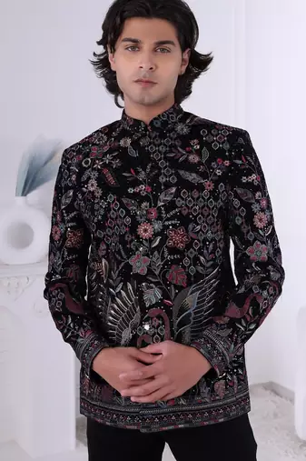 Black velvet jodhpuri for men | premium men's ethnic wear