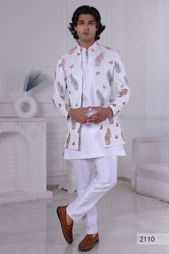 White open indowestern for men | premium men's ethnic wear