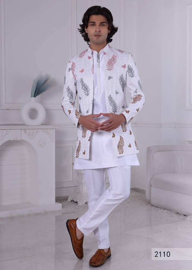 White open indowestern for men | premium men's ethnic wear