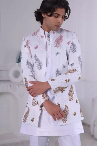 White open indowestern for men | premium men's ethnic wear