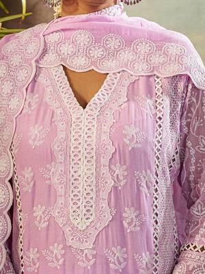 Women Ethnic Motifs Embroidered Cotton Kurta with Trousers & Dupatta 3