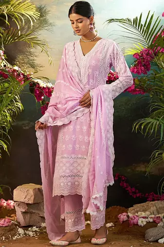 Women Ethnic Motifs Embroidered Cotton Kurta with Trousers & Dupatta