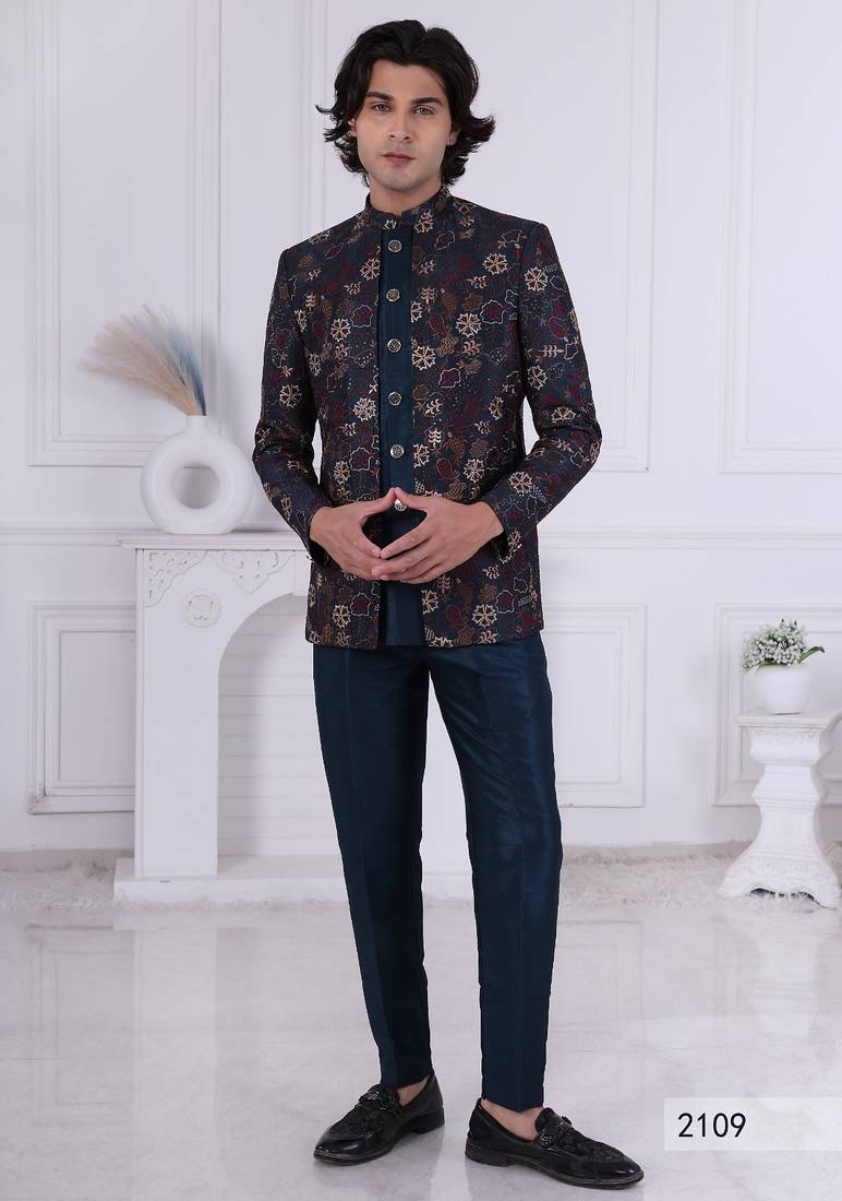 Turquoise embroidered jodhpuri for men | premium men's ethnic wear