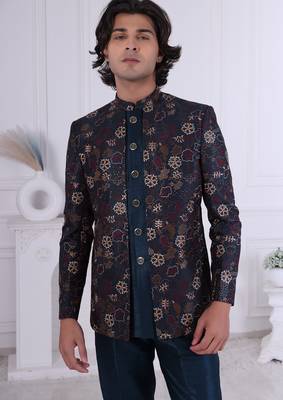 Turquoise embroidered jodhpuri for men | premium men's ethnic wear 2