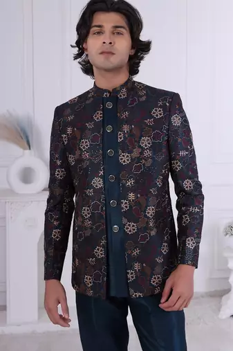 Turquoise embroidered jodhpuri for men | premium men's ethnic wear