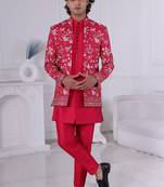 Rani pink open indowestern for men | premium men's ethnic wear