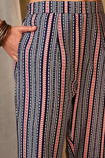 Ethnic Motifs Printed Regular Thread Work Kurta With Trousers & Dupatta