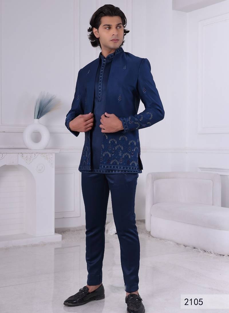 Turquoise color open jodhpuri for men | premium men's ethnic wear