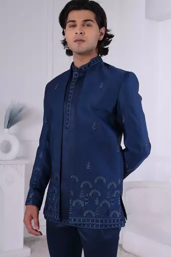 Turquoise color open jodhpuri for men | premium men's ethnic wear