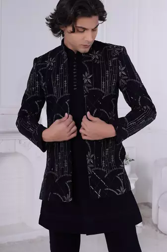 Navy blue open indowestern for men | premium men's ethnic wear