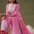 Pink Floral Printed Straight Pure Cotton Kurta With Trousers & Dupatta