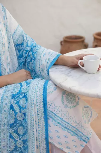 Women Ethnic Motifs Printed Regular Pure Cotton Kurta with Trousers & With Dupatta
