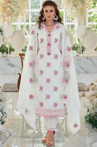 Women Floral Embroidered Regular Thread Work Pure Cotton Kurta