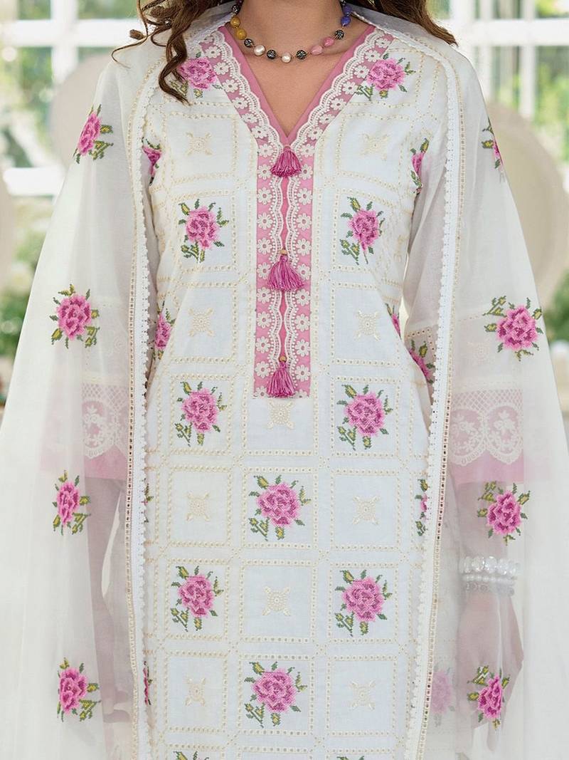 Women Floral Embroidered Regular Thread Work Pure Cotton Kurta
