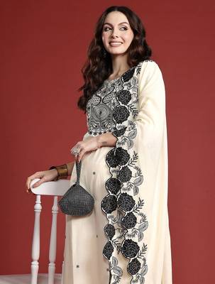 Ethnic Motifs Embroidered Thread Work Pure Cotton Kurta Set 2