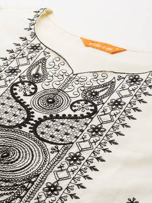Ethnic Motifs Embroidered Thread Work Pure Cotton Kurta Set 3