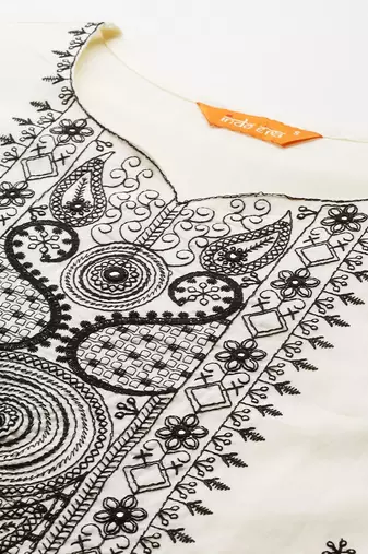 Ethnic Motifs Embroidered Thread Work Pure Cotton Kurta Set