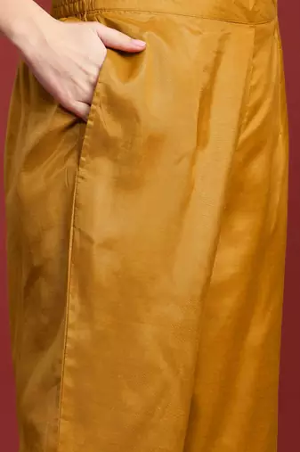 Floral Embroidered Pleated Zari Kurta With Trousers & Dupatta