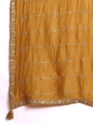 Floral Embroidered Pleated Zari Kurta With Trousers & Dupatta 4