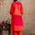 Women Colourblocked V-Neck Regular Kurta with Trousers