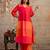 Women Colourblocked V-Neck Regular Kurta with Trousers