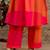 Women Colourblocked V-Neck Regular Kurta with Trousers