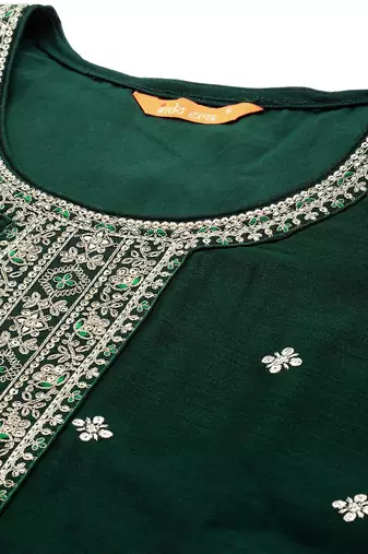 Women Floral Embroidered Regular Sequinned Kurta with Trousers & Dupatta