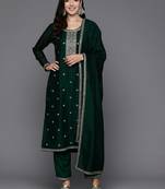 Women Floral Embroidered Regular Sequinned Kurta with Trousers & Dupatta