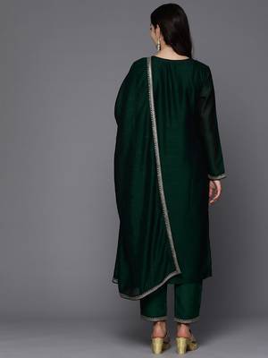 Women Floral Embroidered Regular Sequinned Kurta with Trousers & Dupatta 7