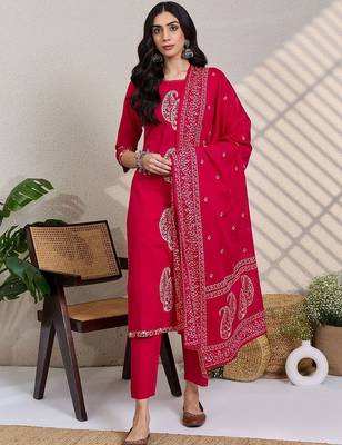 Women Paisley Printed Regular Pure Cotton Kurta with Trousers & With Dupatta 6