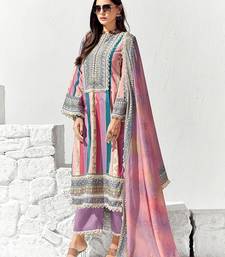 Women Ethnic Motifs Printed Regular Thread Work Kurta Trousers With Dupatta